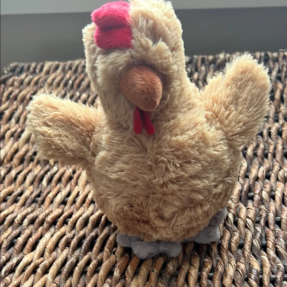 Plush Chicken Dog Toy for Small Pets - Tan With Ball Inside